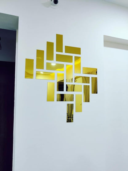 golden acrylic rectangle mirror stickers, self-adhesive, safe & shiny.