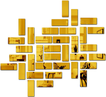 golden acrylic rectangle mirror stickers, self-adhesive, safe & shiny.