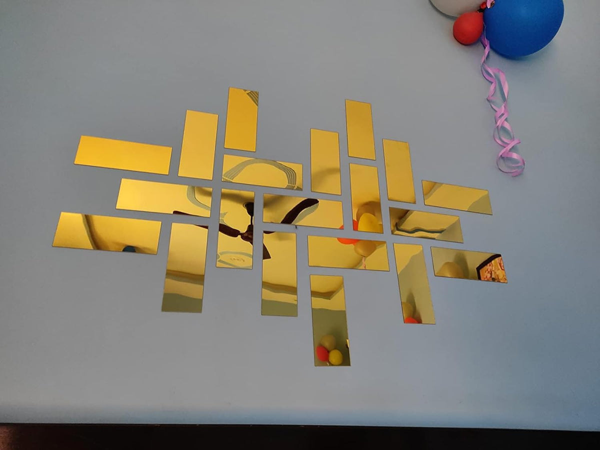golden acrylic rectangle mirror stickers, self-adhesive, safe & shiny.